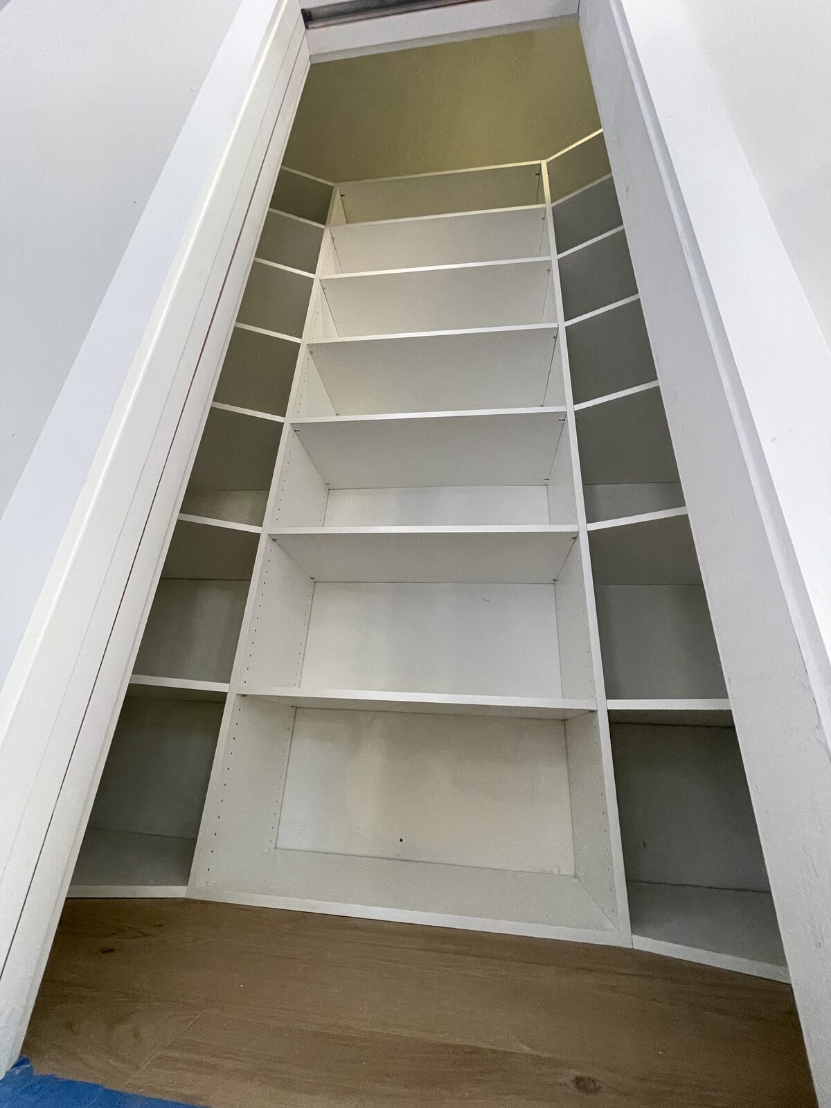 Built-in closet organizer with shoe shelves
